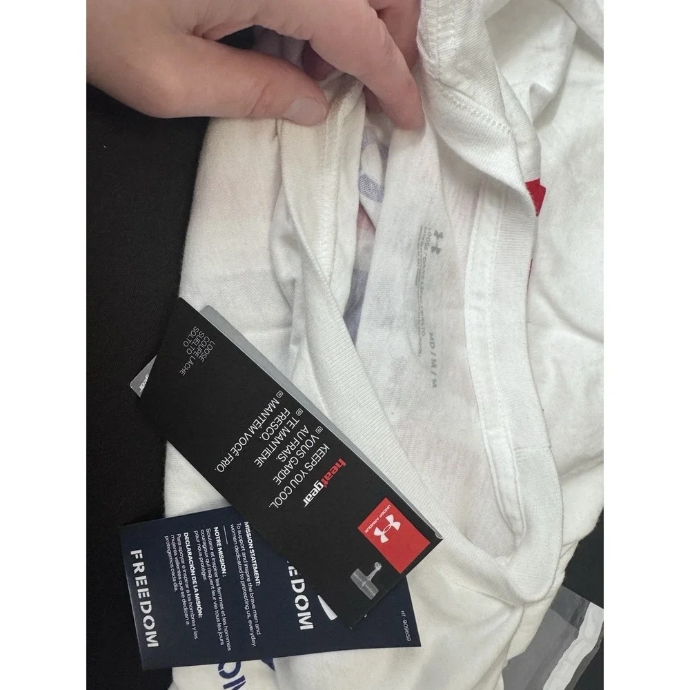 Under Armour Freedom T-Shirt M Americana White American Flag patriotic NWT
